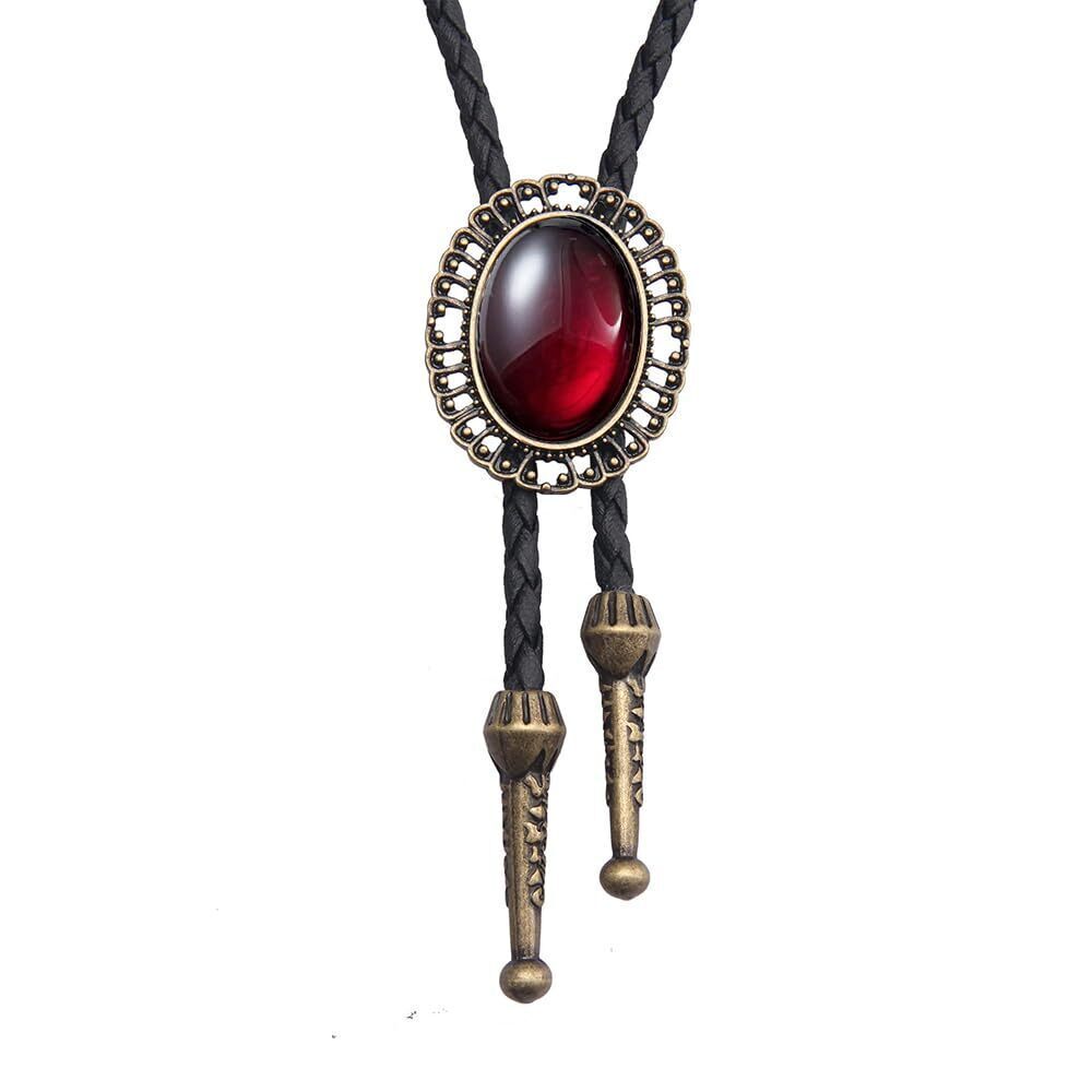 5416 Red Carnelian Bolo Tie Western Cowboy Red Stone Bola Tie Unisex